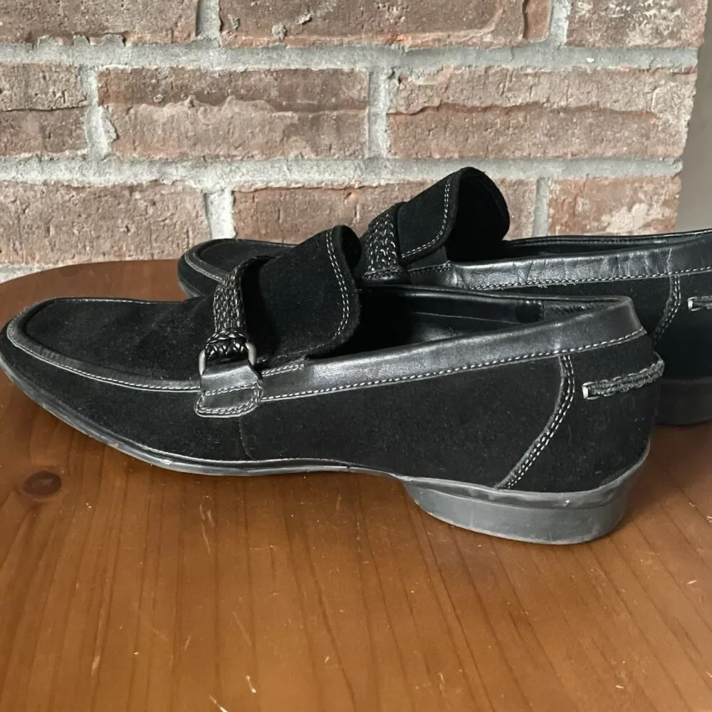 Kenneth Cole Big Band Suede Loafers Men's 7.5M Black Slip On Dress Shoes